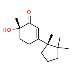 ChemSpider 2D Image | (6S)-6-Hydroxy-6-methyl-3-[(1S)-1,2,2-trimethylcyclopentyl]-2-cyclohexen-1-one | C15H24O2