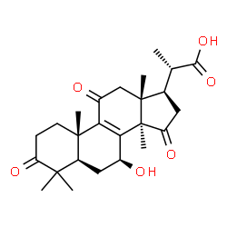 ChemSpider 2D Image | (2S)-2-[(5R,7S,10S,13R,14R,17R)-7-Hydroxy-4,4,10,13,14-pentamethyl-3,11,15-trioxo-2,3,4,5,6,7,10,11,12,13,14,15,16,17-tetradecahydro-1H-cyclopenta[a]phenanthren-17-yl]propanoic acid (non-preferred nam
e) | C25H34O6