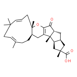 ChemSpider 2D Image | (2S,3aS,4aR,6aS,8E,12E,15aR,16bS,16cR)-2,6a,10,10,13,16b-Hexamethyl-5-oxo-2,3,3a,4,4a,5,6a,7,10,11,14,15,15a,16,16b,16c-hexadecahydro-1H-cyclopenta[5,6]pentaleno[2,1-b]cycloundeca[e]pyran-2-carboxylic
 acid | C30H42O4