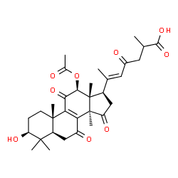 ChemSpider 2D Image | (3beta,12beta,20E)-12-Acetoxy-3-hydroxy-7,11,15,23-tetraoxolanosta-8,20(22)-dien-26-oic acid | C32H42O9