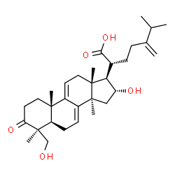 ChemSpider 2D Image | (16alpha)-16,29-Dihydroxy-24-methylene-3-oxolanosta-7,9(11)-dien-21-oic acid | C31H46O5