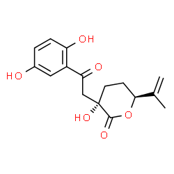 ChemSpider 2D Image | (3S,6S)-3-[2-(2,5-Dihydroxyphenyl)-2-oxoethyl]-3-hydroxy-6-isopropenyltetrahydro-2H-pyran-2-one | C16H18O6