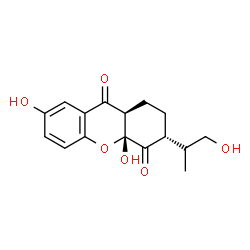 ChemSpider 2D Image | (3R,4aR,9aR)-4a,7-Dihydroxy-3-[(2S)-1-hydroxy-2-propanyl]-2,3,4a,9a-tetrahydro-1H-xanthene-4,9-dione | C16H18O6