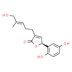 ChemSpider 2D Image | (5S)-5-(2,5-Dihydroxyphenyl)-3-[(3E)-5-hydroxy-4-methyl-3-penten-1-yl]-2(5H)-furanone | C16H18O5