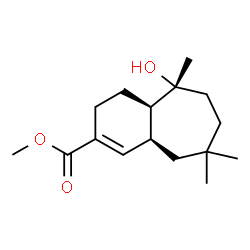 ChemSpider 2D Image | Methyl (4aS,9R,9aR)-9-hydroxy-6,6,9-trimethyl-2,4a,5,6,7,8,9,9a-octahydro-1H-benzo[7]annulene-3-carboxylate | C16H26O3