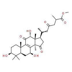 ChemSpider 2D Image | Methyl (3beta,7beta,12alpha,20E)-3,7,12-trihydroxy-11,15,23-trioxolanosta-8,20(22)-dien-26-oate | C31H44O8