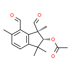 ChemSpider 2D Image | (2R,3R)-3,4-Diformyl-1,1,3,5-tetramethyl-2,3-dihydro-1H-inden-2-yl acetate | C17H20O4