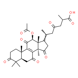 ChemSpider 2D Image | (12beta,17E)-12-Acetoxy-3,7,11,15,23-pentaoxolanosta-8,17-dien-26-oic acid | C32H40O9