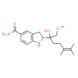 ChemSpider 2D Image | (2R)-2-[(2R)-2-Hydroxy-1-methoxy-5,6-dimethyl-5-hepten-2-yl]-5-indolinecarboxamide | C19H28N2O3