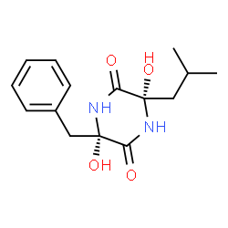 ChemSpider 2D Image | (3S,6S)-3-Benzyl-3,6-dihydroxy-6-isobutyl-2,5-piperazinedione | C15H20N2O4