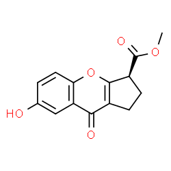 ChemSpider 2D Image | Methyl (3S)-7-hydroxy-9-oxo-1,2,3,9-tetrahydrocyclopenta[b]chromene-3-carboxylate | C14H12O5
