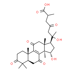 ChemSpider 2D Image | (15alpha,20R)-15,20-Dihydroxy-3,7,11,23-tetraoxolanost-8-en-26-oic acid | C30H42O8