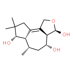 ChemSpider 2D Image | (3R,3aR,4R,6S,6aS,7S)-6,8,8-Trimethyl-1,3,3a,4,5,6,6a,7,8,9-decahydroazuleno[4,5-c]furan-3,4,7-triol | C15H24O4