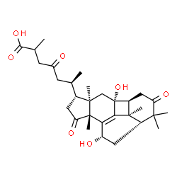 ChemSpider 2D Image | (1beta,7beta,11beta)-7,11-Dihydroxy-3,15,23-trioxo-1,11-cyclolanost-8-en-26-oic acid | C30H42O7