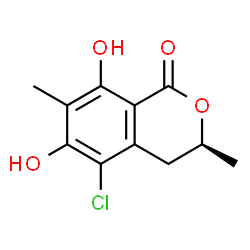 ChemSpider 2D Image | (3S)-5-Chloro-6,8-dihydroxy-3,7-dimethyl-3,4-dihydro-1H-isochromen-1-one | C11H11ClO4