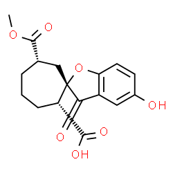 ChemSpider 2D Image | (2S,2'R,6'S)-5-Hydroxy-6'-(methoxycarbonyl)-3-oxo-3H-spiro[1-benzofuran-2,1'-cycloheptane]-2'-carboxylic acid | C17H18O7