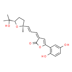 ChemSpider 2D Image | (3Z)-5-(2,5-Dihydroxyphenyl)-3-{(2E)-3-[(2S,5S)-5-(2-hydroxy-2-propanyl)-2-methyltetrahydro-2-furanyl]-2-propen-1-ylidene}-2(3H)-furanone | C21H24O6