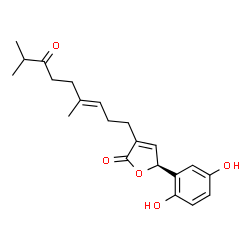 ChemSpider 2D Image | (5S)-5-(2,5-Dihydroxyphenyl)-3-[(3E)-4,8-dimethyl-7-oxo-3-nonen-1-yl]-2(5H)-furanone | C21H26O5