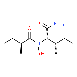 ChemSpider 2D Image | N~2~-Hydroxy-N~2~-[(2S)-2-methylbutanoyl]-L-isoleucinamide | C11H22N2O3