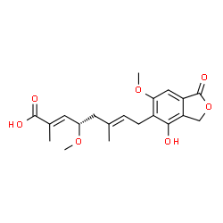 ChemSpider 2D Image | (2E,4S,6E)-8-(4-Hydroxy-6-methoxy-1-oxo-1,3-dihydro-2-benzofuran-5-yl)-4-methoxy-2,6-dimethyl-2,6-octadienoic acid | C20H24O7