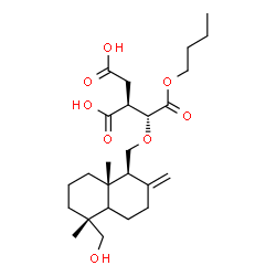 ChemSpider 2D Image | (2S)-2-[(1R)-2-Butoxy-1-{[(1S,5R,8aS)-5-(hydroxymethyl)-5,8a-dimethyl-2-methylenedecahydro-1-naphthalenyl]methoxy}-2-oxoethyl]succinic acid (non-preferred name) | C25H40O8