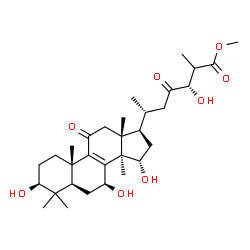 ChemSpider 2D Image | Methyl (3beta,7beta,15alpha,24S)-3,7,15,24-tetrahydroxy-11,23-dioxolanost-8-en-26-oate | C31H48O8