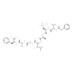 ChemSpider 2D Image | (2S,5R,11R,14S,17S,20S)-2-Benzyl-11-[(1S)-1-hydroxy-2-methylpropyl]-20-isopropyl-5,14-dimethyl-4,7,10,13,16,19,22-heptaoxo-23-phenyl-17-(sulfomethyl)-3,6,9,12,15,18,21-heptaazatricosan-1-oic acid (non
-preferred name) | C39H55N7O13S