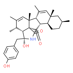 ChemSpider 2D Image | (3R,3aR,6aR,6bS,8aR,10S,12aS,12bS,13aS)-3-Hydroxy-3-(4-hydroxybenzyl)-4,5,6a,7,8a,10-hexamethyl-3,3a,4,6a,6b,8a,9,10,11,12,12a,12b-dodecahydro-1H-benzo[4,5]indeno[2,1-d]isoindole-1,13(2H)-dione | C32H41NO4