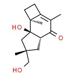 ChemSpider 2D Image | (4aR,6S,7aR,7bS)-7a-Hydroxy-6-(hydroxymethyl)-3,6,7b-trimethyl-1,2,4a,5,6,7,7a,7b-octahydro-4H-cyclobuta[e]inden-4-one | C15H22O3