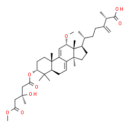 ChemSpider 2D Image | (3alpha,12alpha,25S)-3-{[(3S)-3-Hydroxy-5-methoxy-3-methyl-5-oxopentanoyl]oxy}-12-methoxy-24-methylenelanosta-7,9(11)-dien-26-oic acid | C39H60O8