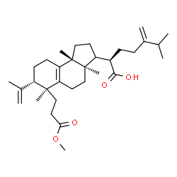 ChemSpider 2D Image | (2R)-2-[(3aR,6S,7S,9bR)-7-Isopropenyl-6-(3-methoxy-3-oxopropyl)-3a,6,9b-trimethyl-2,3,3a,4,5,6,7,8,9,9b-decahydro-1H-cyclopenta[a]naphthalen-3-yl]-6-methyl-5-methyleneheptanoic acid | C32H50O4