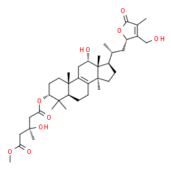 ChemSpider 2D Image | (3alpha,12alpha,23S)-12-Hydroxy-24-(hydroxymethyl)-26-oxo-23,26-epoxylanosta-8,24-dien-3-yl methyl (3S)-3-hydroxy-3-methylpentanedioate | C38H58O9