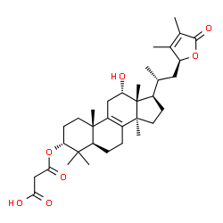 ChemSpider 2D Image | 3-{[(3alpha,12alpha,23S)-12-Hydroxy-24-methyl-26-oxo-23,26-epoxylanosta-8,24-dien-3-yl]oxy}-3-oxopropanoic acid | C34H50O7