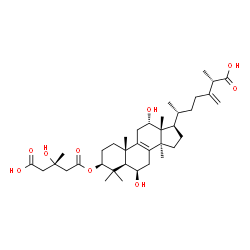 ChemSpider 2D Image | (3beta,6beta,12alpha,25S)-3-{[(3S)-4-Carboxy-3-hydroxy-3-methylbutanoyl]oxy}-6,12-dihydroxy-24-methylenelanost-8-en-26-oic acid | C37H58O9