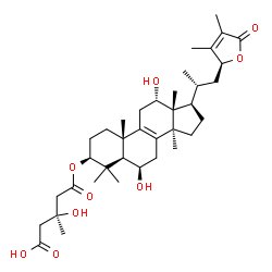 ChemSpider 2D Image | (3S)-5-{[(3beta,6beta,12alpha,23S)-6,12-Dihydroxy-24-methyl-26-oxo-23,26-epoxylanosta-8,24-dien-3-yl]oxy}-3-hydroxy-3-methyl-5-oxopentanoic acid | C37H56O9