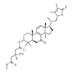 ChemSpider 2D Image | Methyl (3alpha,23R)-24-methyl-7,26-dioxo-23,26-epoxylanosta-8,11,24-trien-3-yl (3S)-3-hydroxy-3-methylpentanedioate | C38H54O8