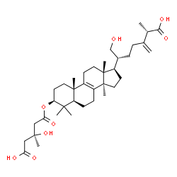 ChemSpider 2D Image | (3beta,25S)-3-{[(3S)-4-Carboxy-3-hydroxy-3-methylbutanoyl]oxy}-21-hydroxy-24-methylenelanost-8-en-26-oic acid | C37H58O8