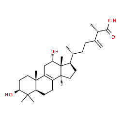 ChemSpider 2D Image | (3beta,12alpha,25S)-3,12-Dihydroxy-24-methylenelanost-8-en-26-oic acid | C31H50O4