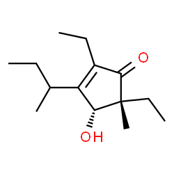 ChemSpider 2D Image | (4R,5R)-3-sec-Butyl-2,5-diethyl-4-hydroxy-5-methyl-2-cyclopenten-1-one | C14H24O2
