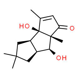 ChemSpider 2D Image | (3aS,3bR,6aS,7S,7aR)-3a,7-Dihydroxy-3,5,5,7a-tetramethyl-3a,3b,4,5,6,6a,7,7a-octahydro-1H-cyclopenta[a]pentalen-1-one | C15H22O3