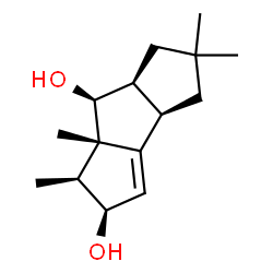 ChemSpider 2D Image | (1S,2R,3bR,6aS,7S,7aS)-1,5,5,7a-Tetramethyl-2,3b,4,5,6,6a,7,7a-octahydro-1H-cyclopenta[a]pentalene-2,7-diol | C15H24O2