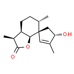 ChemSpider 2D Image | (3S,3aR,4'S,6S,7R,7aS)-4'-Hydroxy-3,3',6-trimethyl-3a,5,6,7a-tetrahydro-4H-spiro[1-benzofuran-7,1'-cyclopent[2]en]-2(3H)-one | C15H22O3