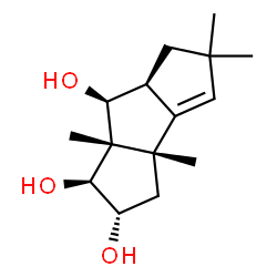 ChemSpider 2D Image | (1S,2S,3aS,6aS,7S,7aS)-3a,5,5,7a-Tetramethyl-2,3,3a,5,6,6a,7,7a-octahydro-1H-cyclopenta[a]pentalene-1,2,7-triol | C15H24O3