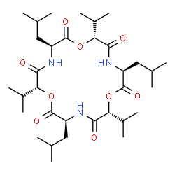 ChemSpider 2D Image | (3S,6R,9S,12R,15S,18R)-3,9,15-Triisobutyl-6,12,18-triisopropyl-1,7,13-trioxa-4,10,16-triazacyclooctadecane-2,5,8,11,14,17-hexone | C33H57N3O9