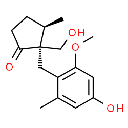 ChemSpider 2D Image | (2S,3R)-2-(4-Hydroxy-2-methoxy-6-methylbenzyl)-2-(hydroxymethyl)-3-methylcyclopentanone | C16H22O4
