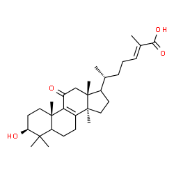 ChemSpider 2D Image | (3beta,5xi,17xi,24E)-3-Hydroxy-11-oxolanosta-8,24-dien-26-oic acid | C30H46O4