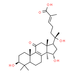 ChemSpider 2D Image | (3beta,5xi,15alpha,17xi,24E)-3,15,20-Trihydroxy-11-oxolanosta-8,24-dien-26-oic acid | C30H46O6