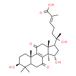 ChemSpider 2D Image | (3beta,5xi,15alpha,17xi,24E)-3,15,20-Trihydroxy-7,11-dioxolanosta-8,24-dien-26-oic acid | C30H44O7