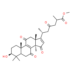 ChemSpider 2D Image | Methyl (3beta,5xi)-3-hydroxy-7,11,15,23-tetraoxolanosta-8,16-dien-26-oate | C31H42O7