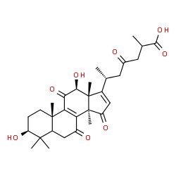 ChemSpider 2D Image | (3beta,5xi,12beta)-3,12-Dihydroxy-7,11,15,23-tetraoxolanosta-8,16-dien-26-oic acid | C30H40O8